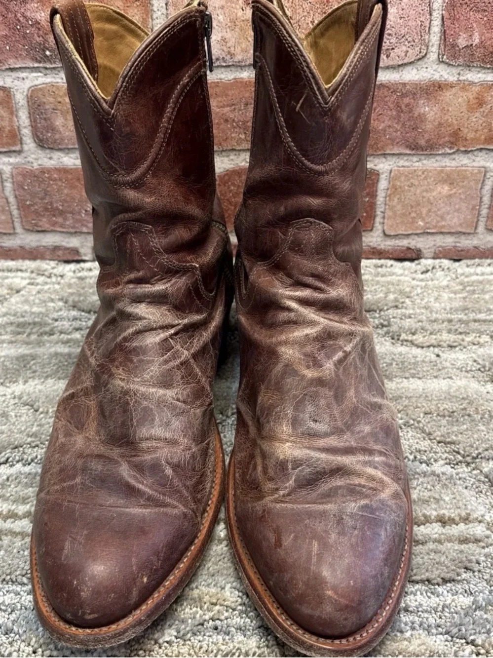 TECOVAS Dean  10 EE Men Cowboy Brown Western Zip Slim Ranchwear Roper W/ Zipper